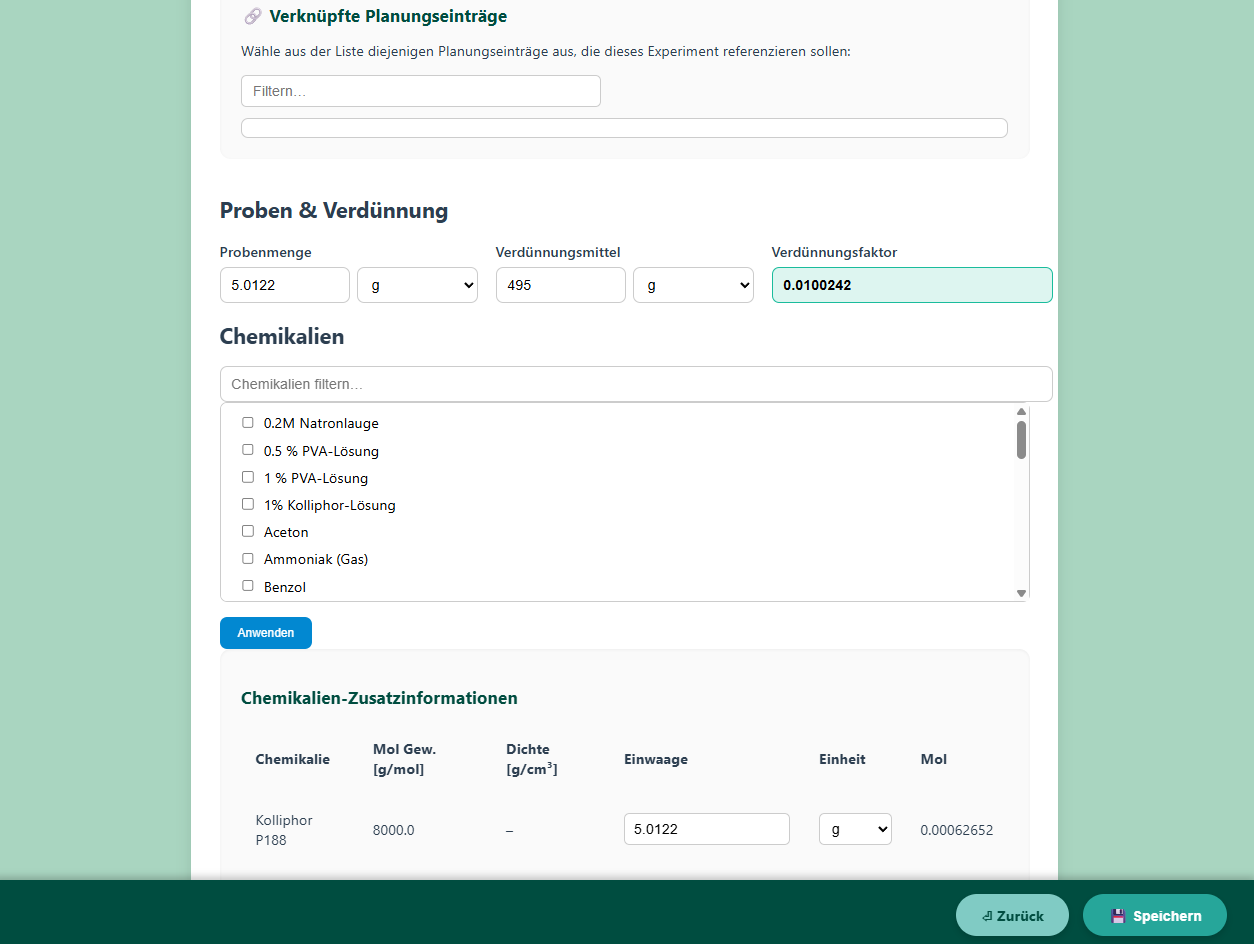 Datenerfassungsoberfläche